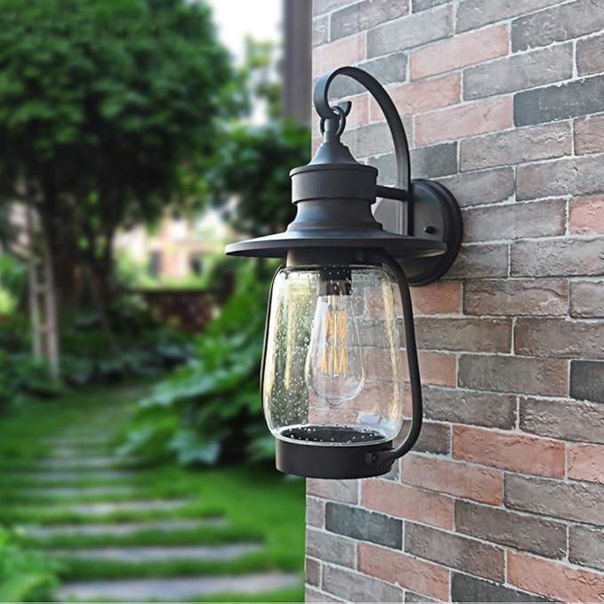 61NddqWaoVL._AC_SX679_ Outdoor Wall Light Modern Wall Lamp American Waterproof Wall Mount Lantern Light External Rust Prevention with Clear Glass Shade E27 Balcony Terrace Sconce Hard-Wired for Garden,26cm ,for Home Decor – Image 1