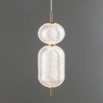 Suspension Luminaire "Élégance Tissée" – Verre Texturé et Métal Doré – Image 3