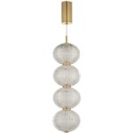 Suspension Design Verre & Laiton – 4 Globes Cristallins