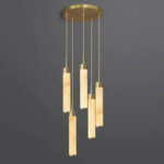 Suspension moderne à 6 abat-jours cylindriques en marbre – Image 3